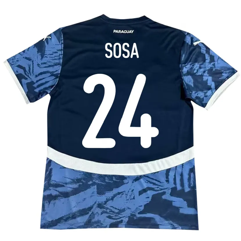 Danxen Børn Paraguay Ramón Sosa #24 Blå Udebane Spillertrøjer 24-26 Trøje T-Shirt