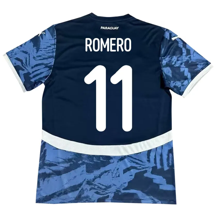 Danxen Børn Paraguay Ángel Romero #11 Blå Udebane Spillertrøjer 24-26 Trøje T-Shirt