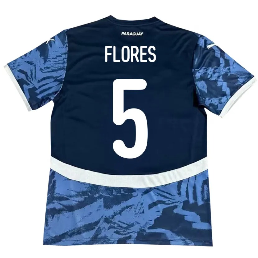 Danxen Børn Paraguay Gilberto Flores #5 Blå Udebane Spillertrøjer 24-26 Trøje T-Shirt