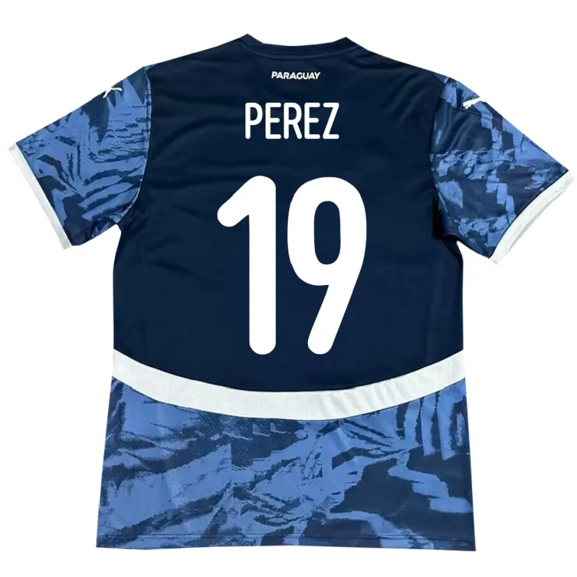 Danxen Børn Paraguay Marcelo Pérez #19 Blå Udebane Spillertrøjer 24-26 Trøje T-Shirt