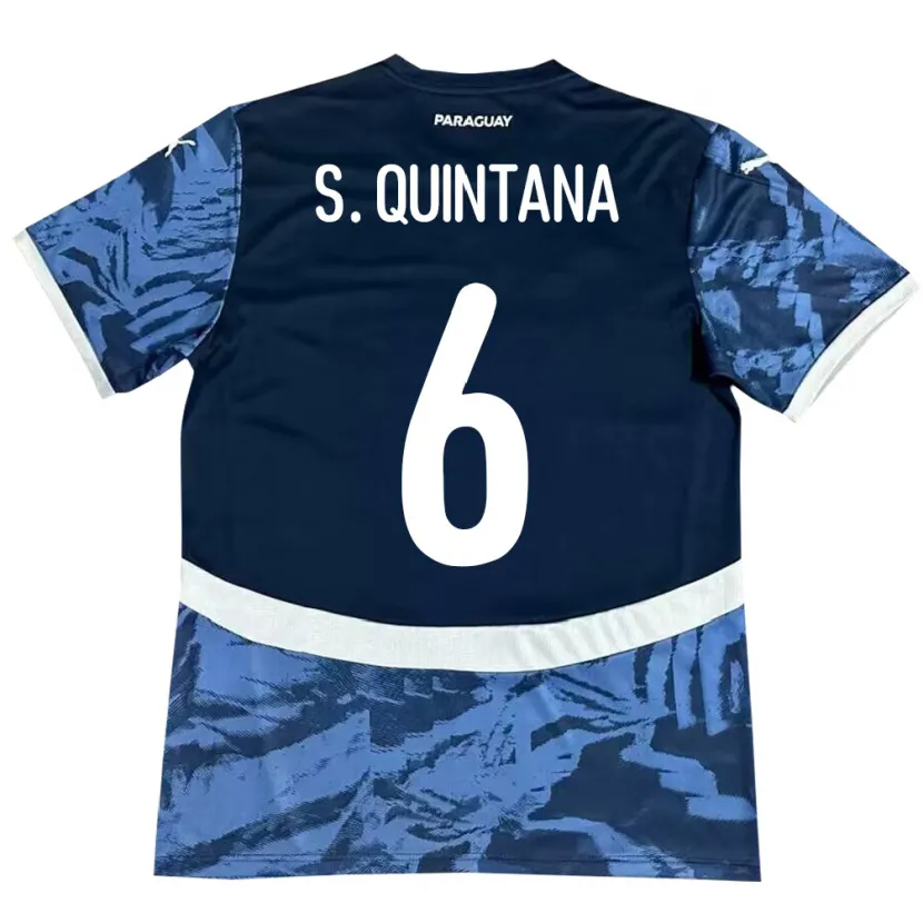 Danxen Børn Paraguay Sebastián Quintana #6 Blå Udebane Spillertrøjer 24-26 Trøje T-Shirt