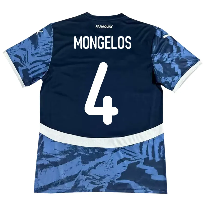 Danxen Børn Paraguay Rolando Mongelós #4 Blå Udebane Spillertrøjer 24-26 Trøje T-Shirt