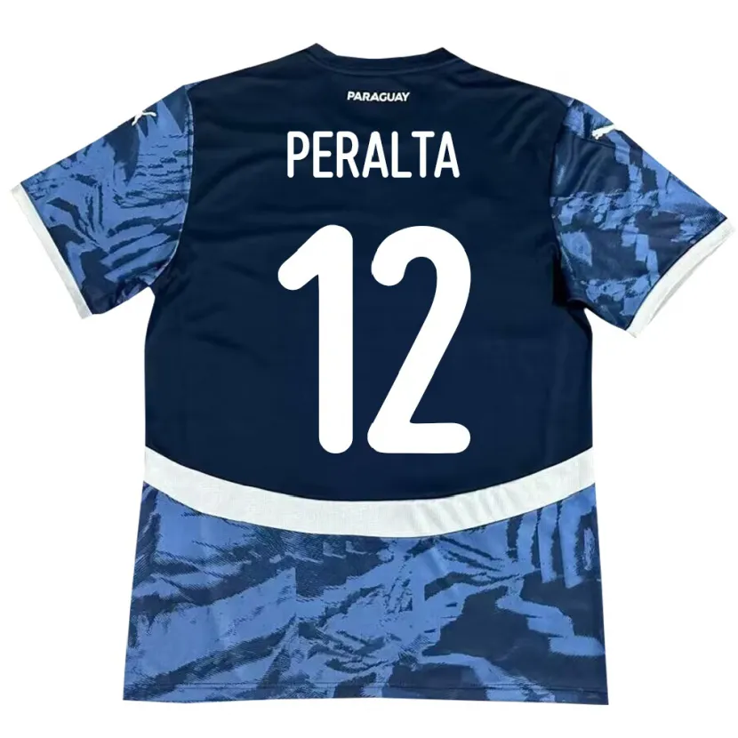 Danxen Børn Paraguay Jesús Peralta #12 Blå Udebane Spillertrøjer 24-26 Trøje T-Shirt