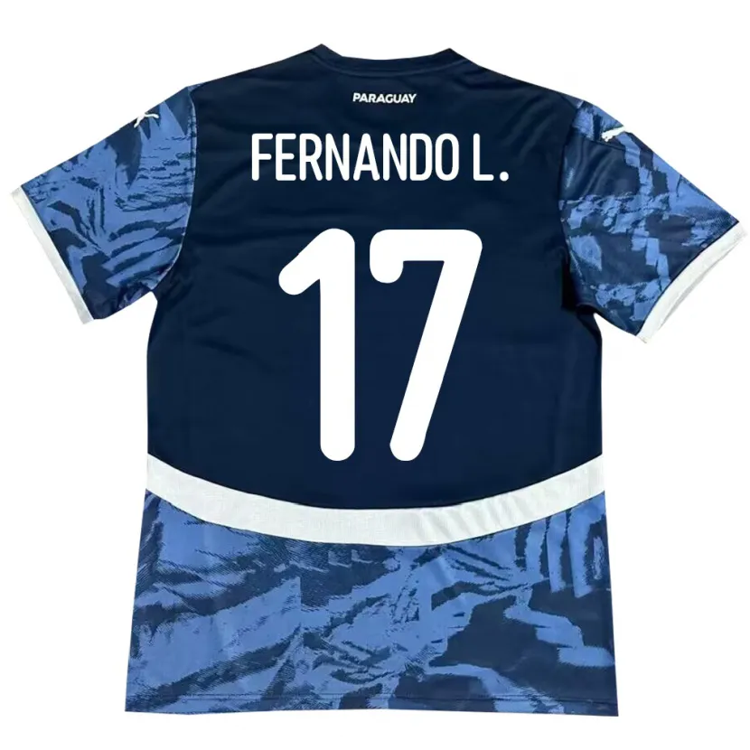 Danxen Børn Paraguay Fernando Leguizamón #17 Blå Udebane Spillertrøjer 24-26 Trøje T-Shirt