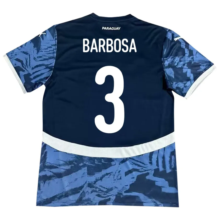 Danxen Børn Paraguay Camila Barbosa #3 Blå Udebane Spillertrøjer 24-26 Trøje T-Shirt