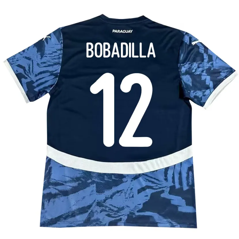 Danxen Børn Paraguay Alicia Bobadilla #12 Blå Udebane Spillertrøjer 24-26 Trøje T-Shirt