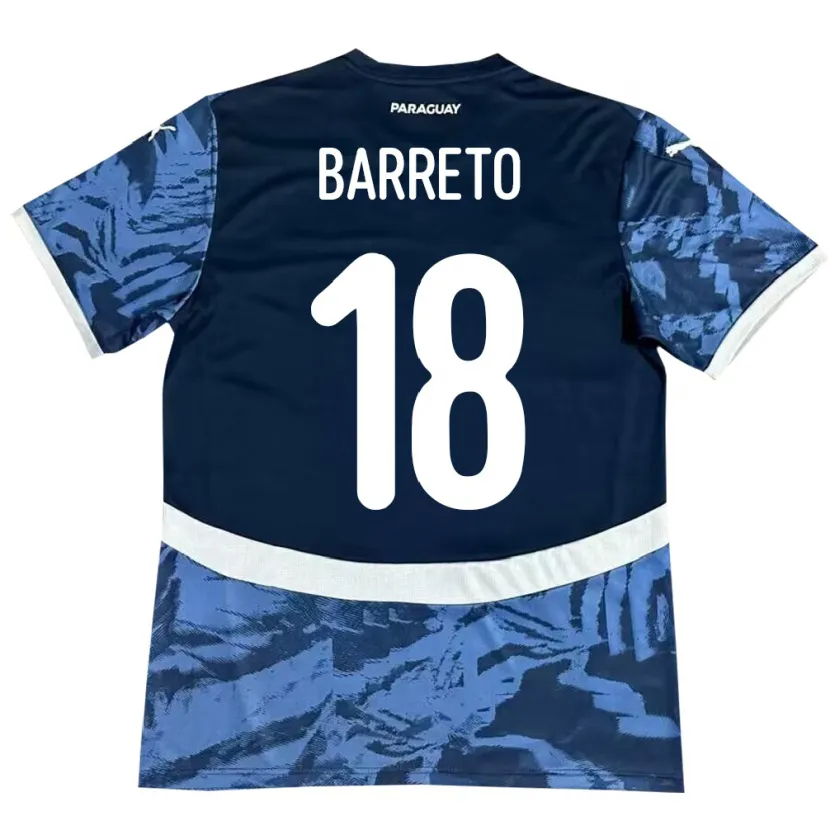 Danxen Børn Paraguay Liz Barreto #18 Blå Udebane Spillertrøjer 24-26 Trøje T-Shirt