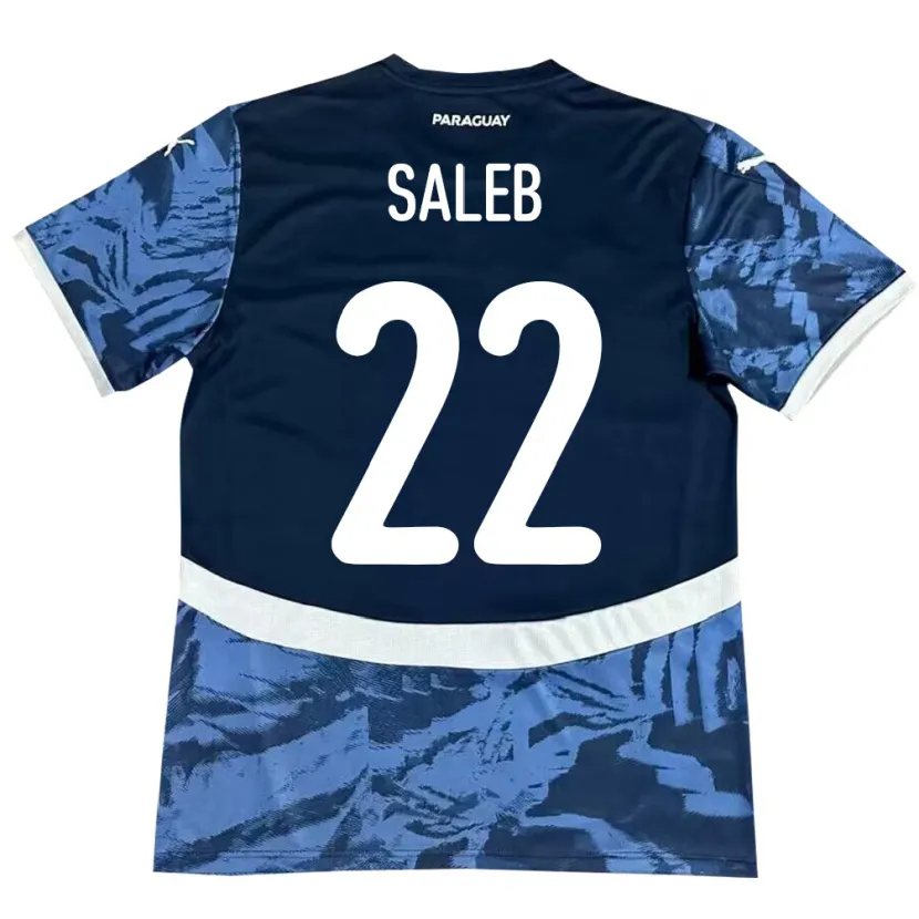 Danxen Børn Paraguay Gloria Saleb #22 Blå Udebane Spillertrøjer 24-26 Trøje T-Shirt