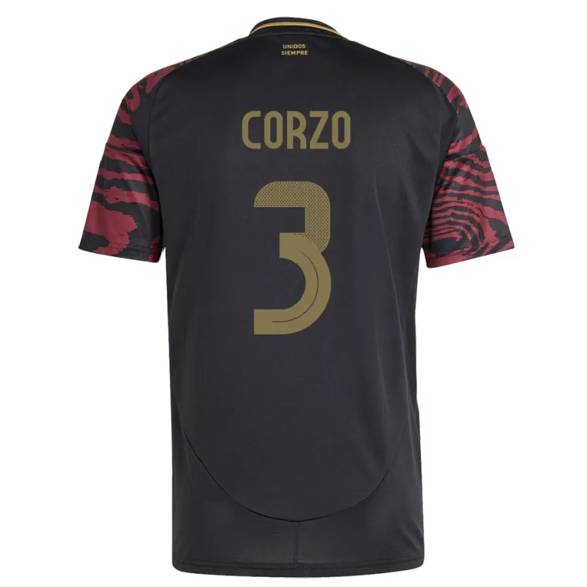 Danxen Børn Peru Aldo Corzo #3 Sort Udebane Spillertrøjer 24-26 Trøje T-Shirt