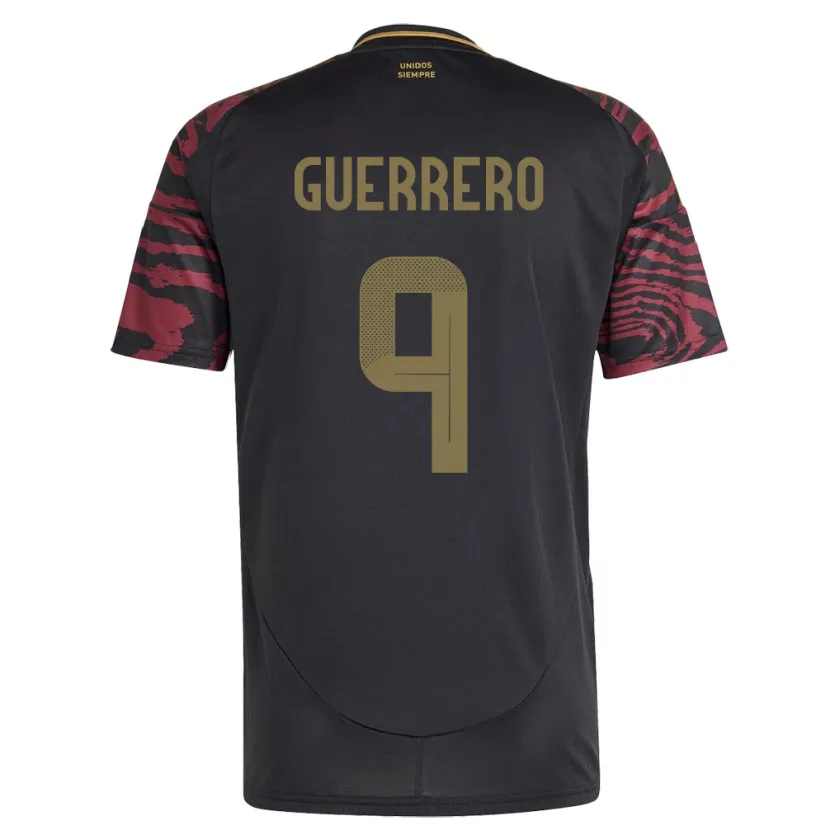 Danxen Børn Peru Paolo Guerrero #9 Sort Udebane Spillertrøjer 24-26 Trøje T-Shirt