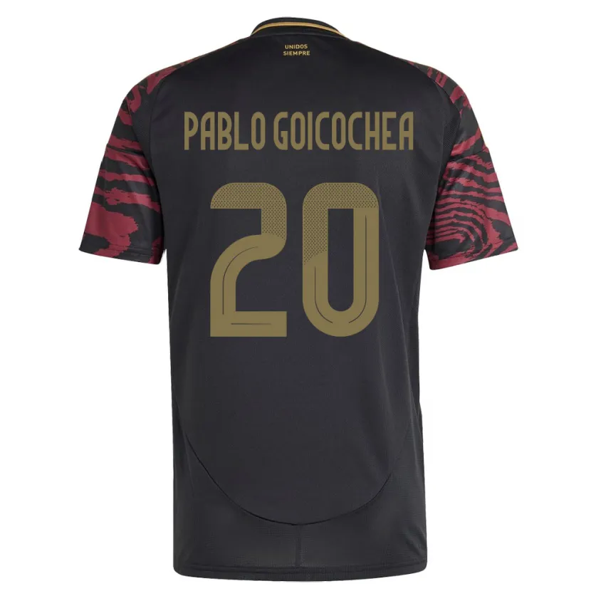 Danxen Børn Peru Juan Pablo Goicochea #20 Sort Udebane Spillertrøjer 24-26 Trøje T-Shirt