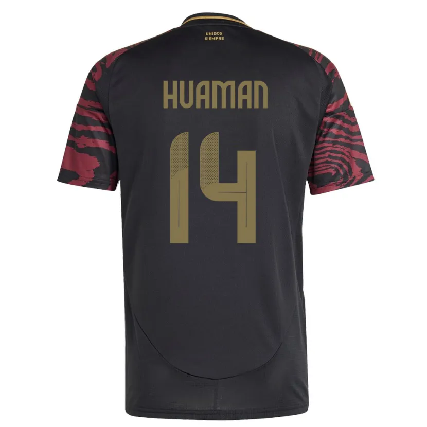 Danxen Børn Peru Marco Huamán #14 Sort Udebane Spillertrøjer 24-26 Trøje T-Shirt