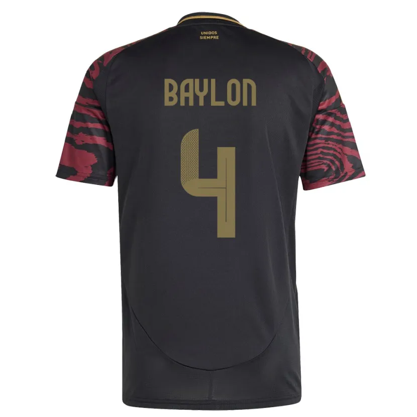 Danxen Børn Peru Luis Baylón #4 Sort Udebane Spillertrøjer 24-26 Trøje T-Shirt