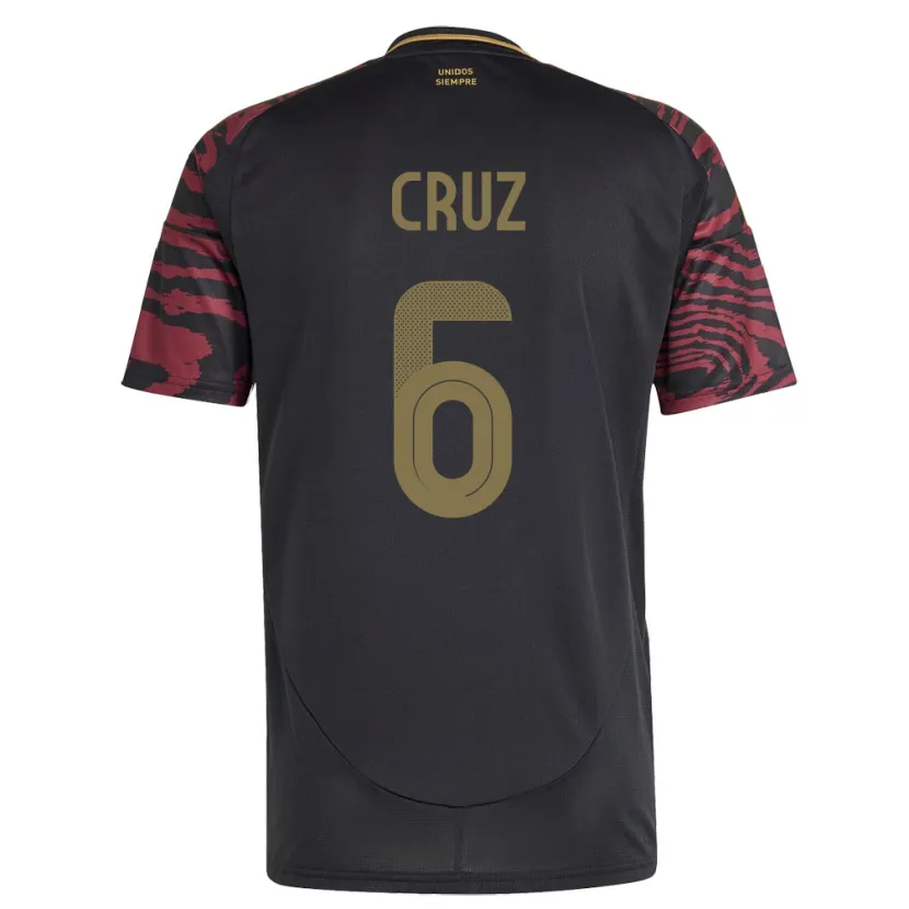 Danxen Børn Peru Esteban Cruz #6 Sort Udebane Spillertrøjer 24-26 Trøje T-Shirt