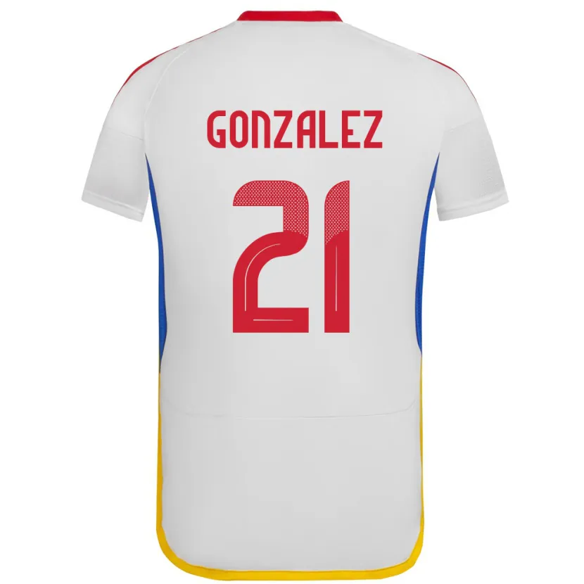 Danxen Børn Venezuela Alexander González #21 Hvid Udebane Spillertrøjer 24-26 Trøje T-Shirt