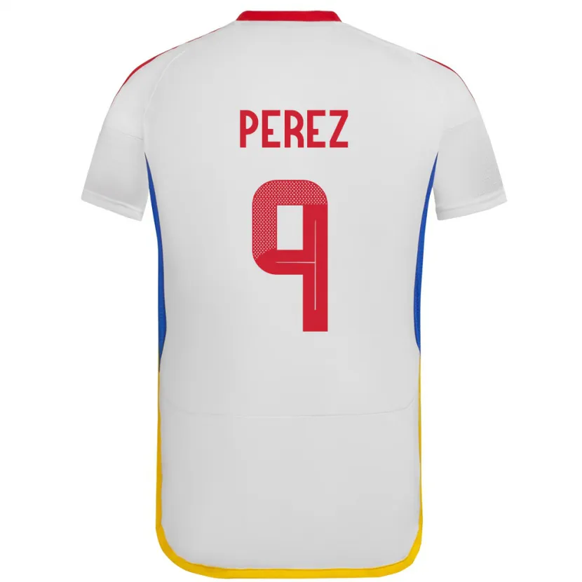 Danxen Børn Venezuela Daniel Pérez #9 Hvid Udebane Spillertrøjer 24-26 Trøje T-Shirt