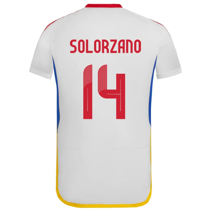 Danxen Børn Venezuela Fabiola Solórzano #14 Hvid Udebane Spillertrøjer 24-26 Trøje T-Shirt