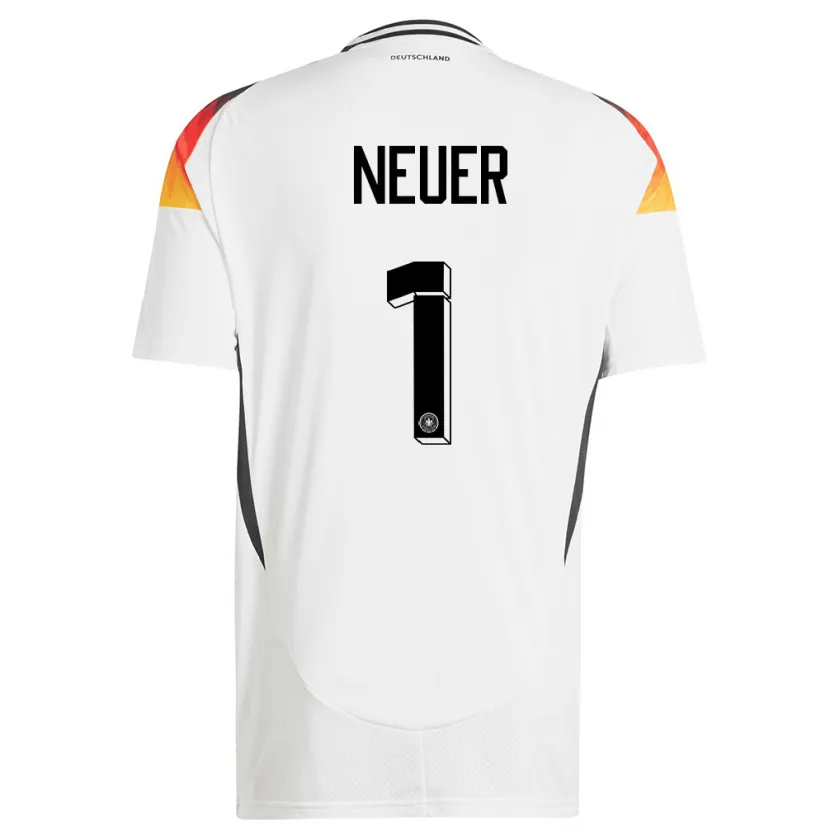 Danxen Mænd Tyskland Manuel Neuer #1 Hvid Hjemmebane Spillertrøjer 24-26 Trøje T-Shirt