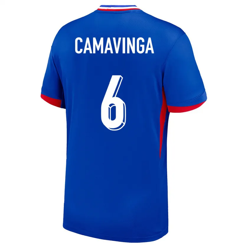 Danxen Mænd Frankrig Eduardo Camavinga #6 Blå Hjemmebane Spillertrøjer 24-26 Trøje T-Shirt