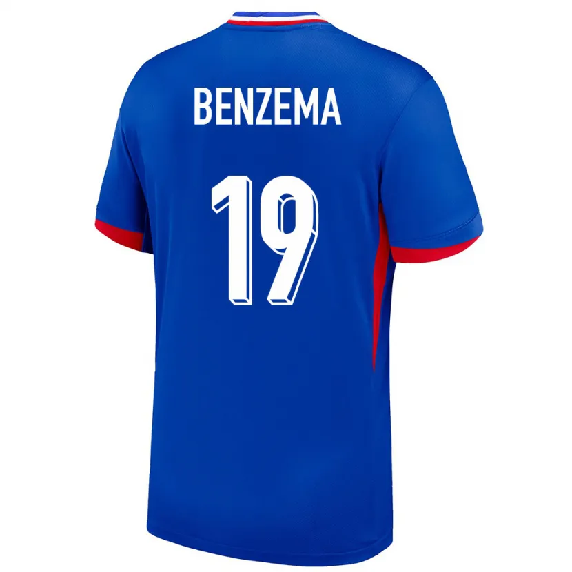 Danxen Mænd Frankrig Karim Benzema #19 Blå Hjemmebane Spillertrøjer 24-26 Trøje T-Shirt