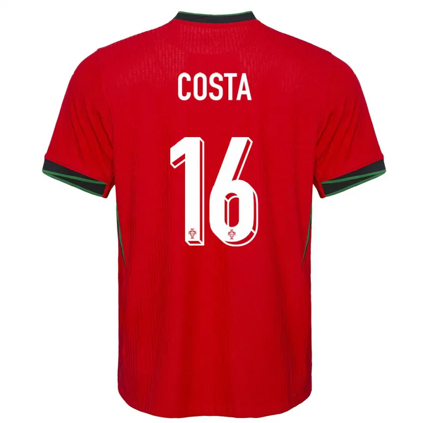 Danxen Mænd Portugal David Costa #16 Rød Hjemmebane Spillertrøjer 24-26 Trøje T-Shirt