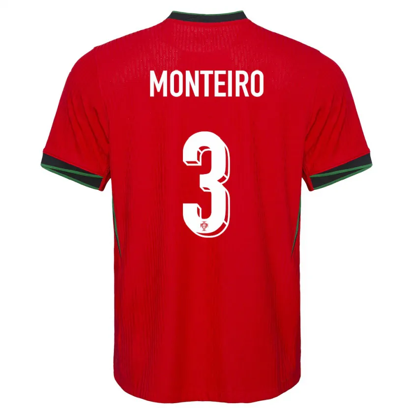 Danxen Mænd Portugal Diogo Monteiro #3 Rød Hjemmebane Spillertrøjer 24-26 Trøje T-Shirt