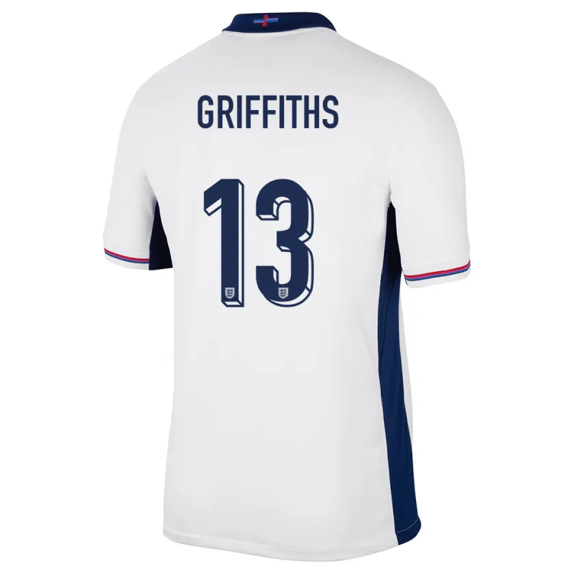 Danxen Mænd England Josh Griffiths #13 Hvid Hjemmebane Spillertrøjer 24-26 Trøje T-Shirt