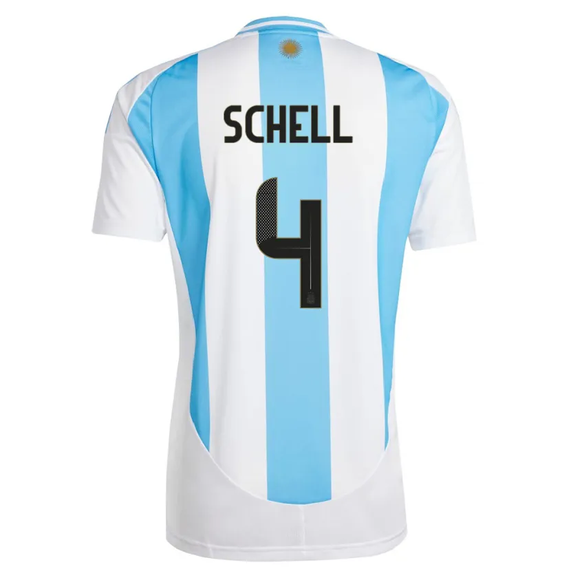 Danxen Mænd Argentina Sofia Schell #4 Hvid Blå Hjemmebane Spillertrøjer 24-26 Trøje T-Shirt