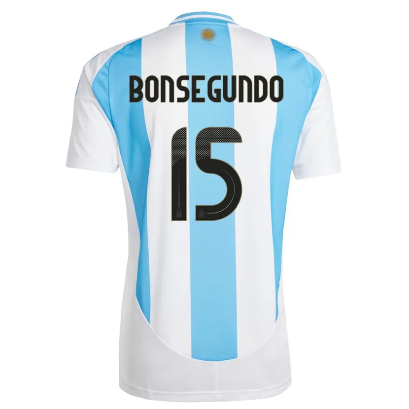 Danxen Mænd Argentina Florencia Bonsegundo #15 Hvid Blå Hjemmebane Spillertrøjer 24-26 Trøje T-Shirt