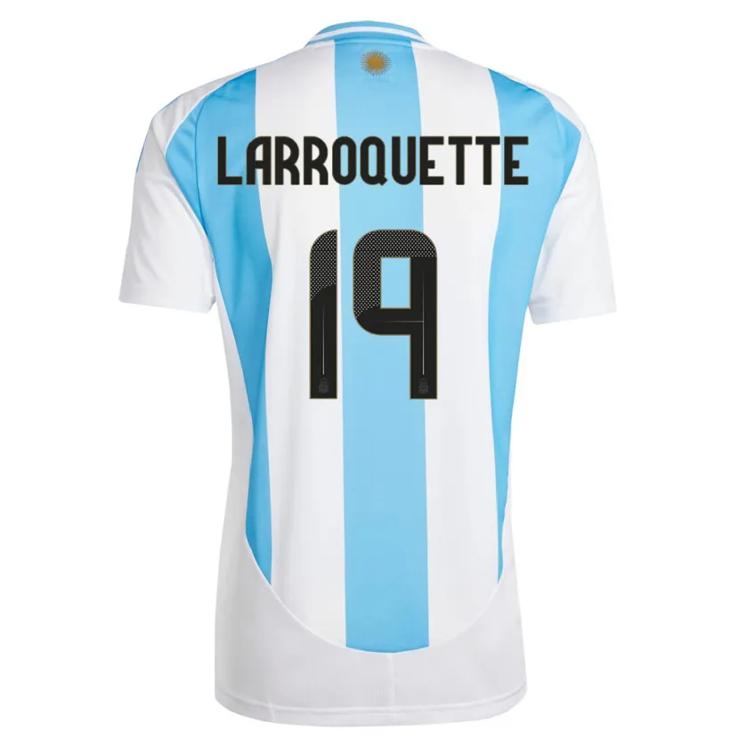 Danxen Mænd Argentina Mariana Larroquette #19 Hvid Blå Hjemmebane Spillertrøjer 24-26 Trøje T-Shirt