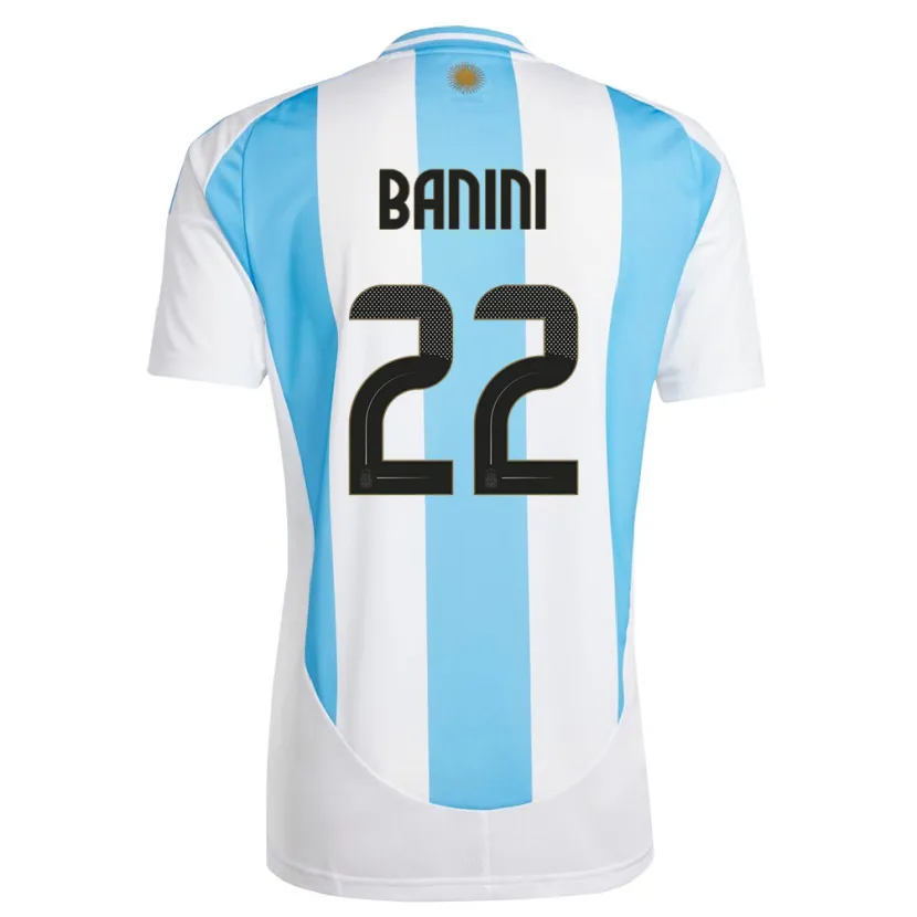 Danxen Mænd Argentina Estefania Banini #22 Hvid Blå Hjemmebane Spillertrøjer 24-26 Trøje T-Shirt