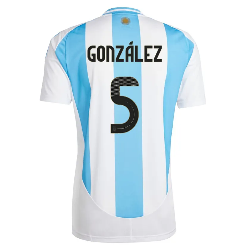 Danxen Mænd Argentina Maximiliano Gonzalez #5 Hvid Blå Hjemmebane Spillertrøjer 24-26 Trøje T-Shirt