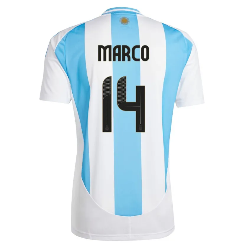 Danxen Mænd Argentina Francisco Marco #14 Hvid Blå Hjemmebane Spillertrøjer 24-26 Trøje T-Shirt