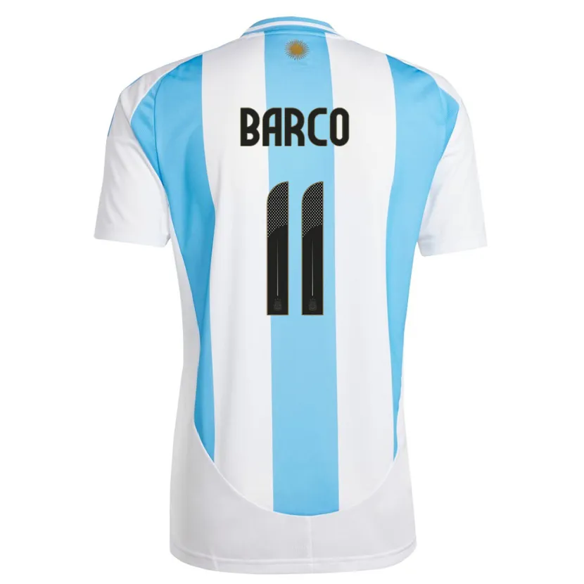 Danxen Mænd Argentina Ezequiel Barco #11 Hvid Blå Hjemmebane Spillertrøjer 24-26 Trøje T-Shirt