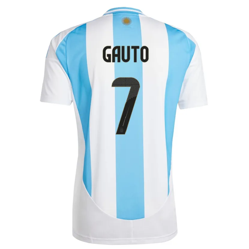 Danxen Mænd Argentina Juan Gauto #7 Hvid Blå Hjemmebane Spillertrøjer 24-26 Trøje T-Shirt