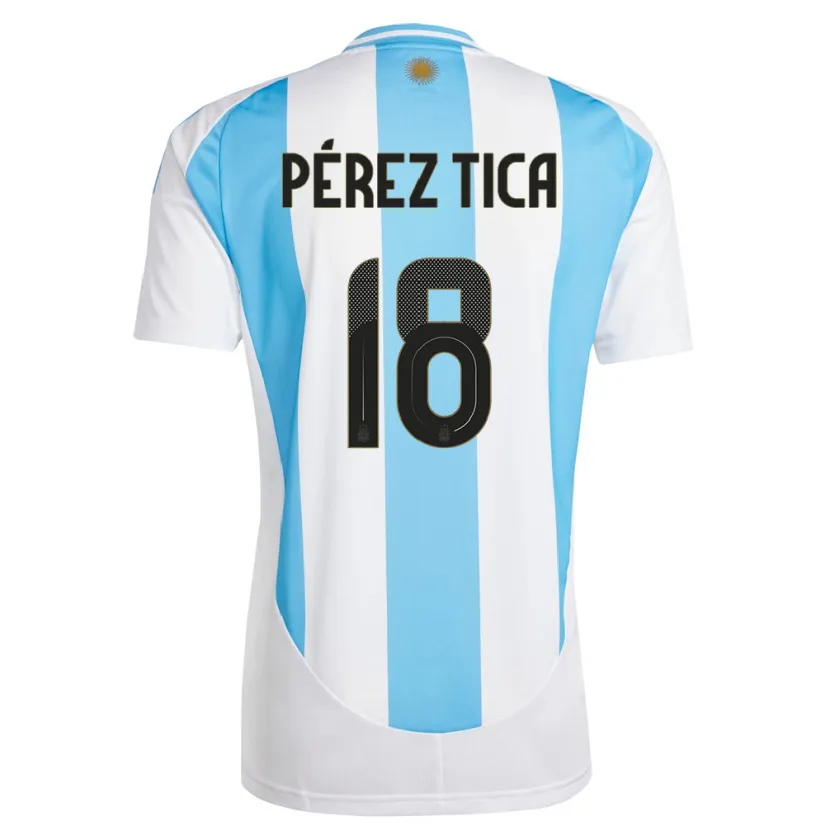 Danxen Mænd Argentina Jeremias Perez Tica #18 Hvid Blå Hjemmebane Spillertrøjer 24-26 Trøje T-Shirt