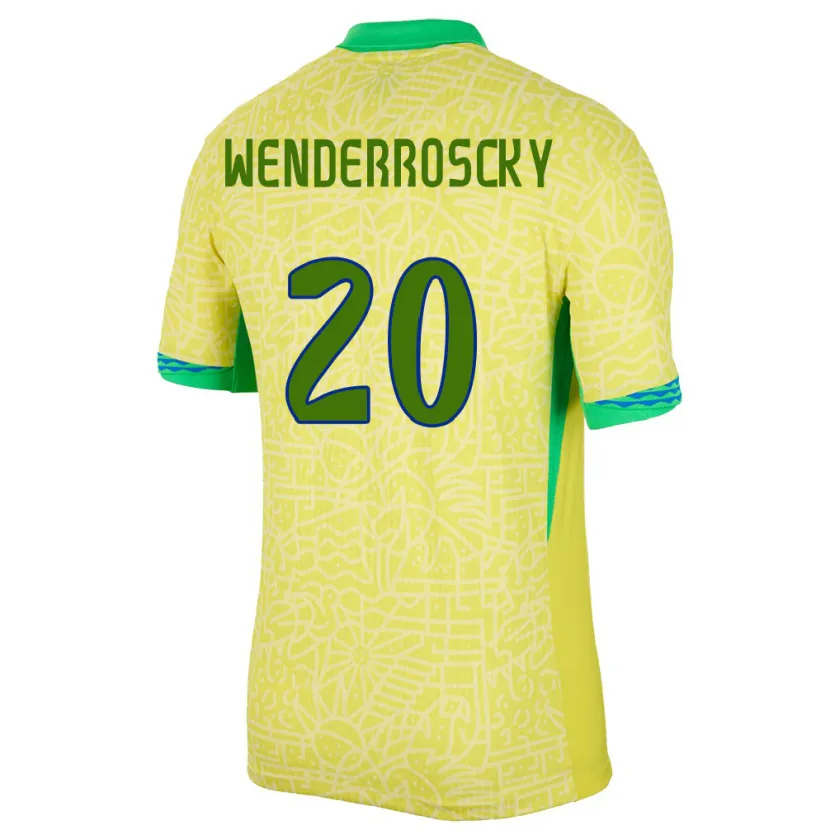 Danxen Mænd Brasilien Arthur Wenderroscky #20 Gul Hjemmebane Spillertrøjer 24-26 Trøje T-Shirt