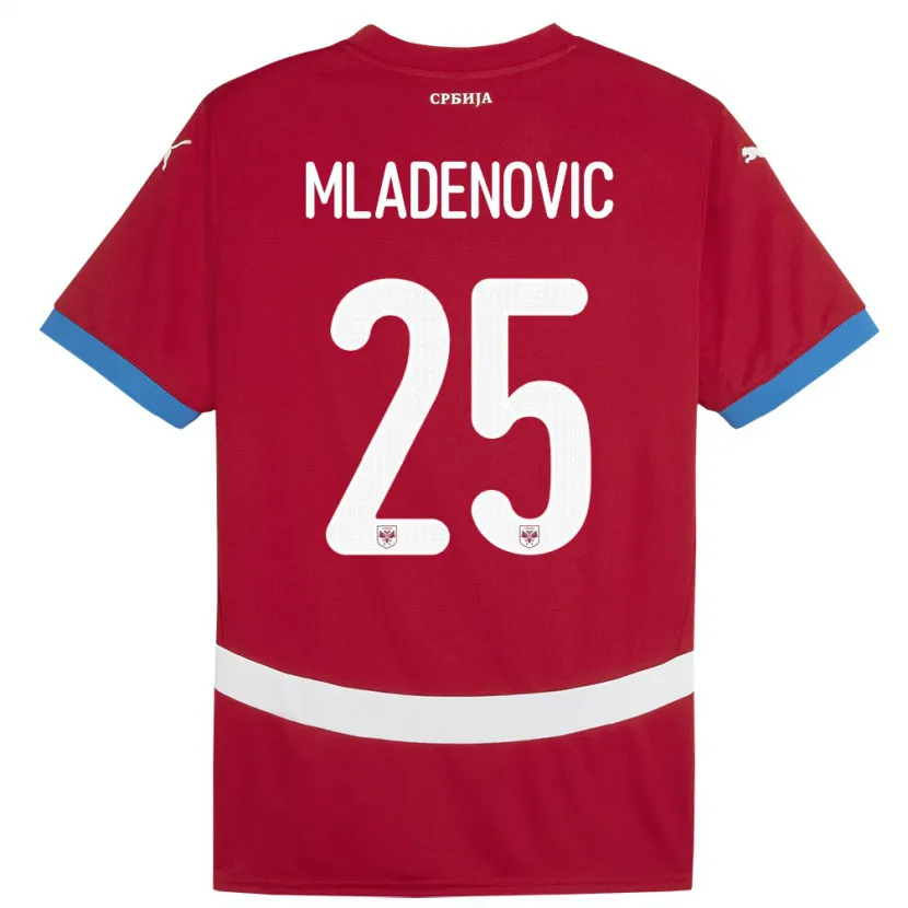 Danxen Mænd Serbien Filip Mladenovic #25 Rød Hjemmebane Spillertrøjer 24-26 Trøje T-Shirt