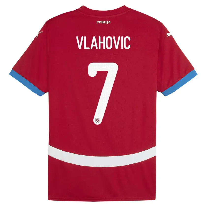 Danxen Mænd Serbien Dusan Vlahovic #7 Rød Hjemmebane Spillertrøjer 24-26 Trøje T-Shirt