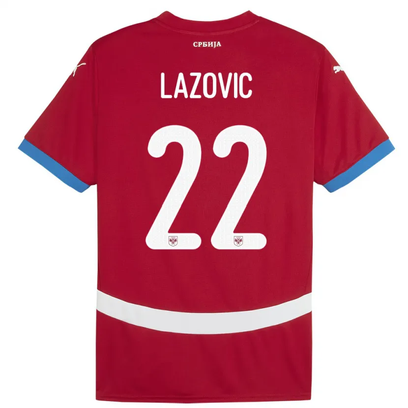 Danxen Mænd Serbien Darko Lazovic #22 Rød Hjemmebane Spillertrøjer 24-26 Trøje T-Shirt