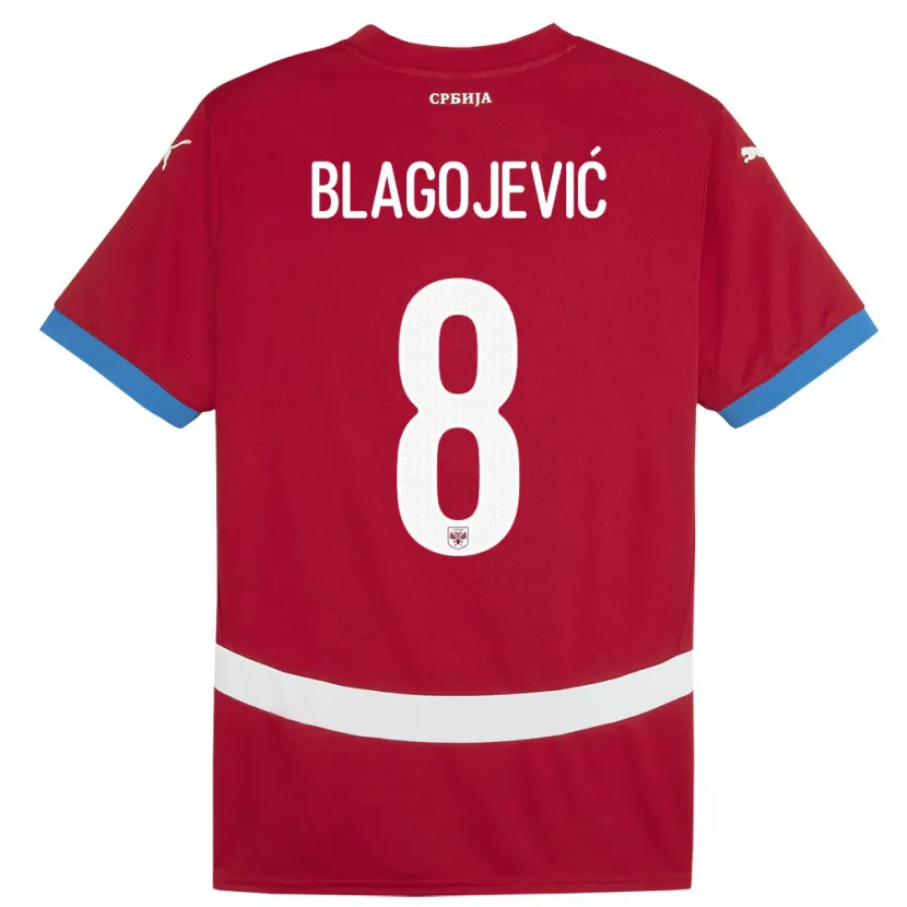 Danxen Mænd Serbien Dina Blagojevic #8 Rød Hjemmebane Spillertrøjer 24-26 Trøje T-Shirt