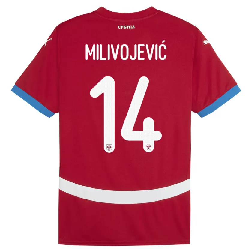 Danxen Mænd Serbien Vesna Milivojevic #14 Rød Hjemmebane Spillertrøjer 24-26 Trøje T-Shirt