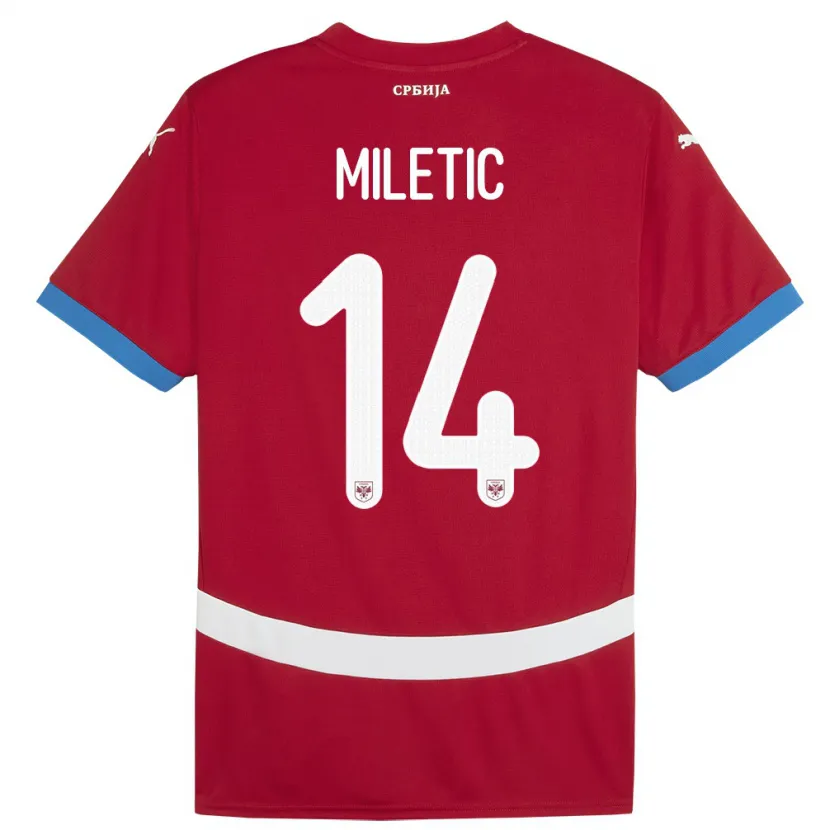 Danxen Mænd Serbien Vladimir Miletic #14 Rød Hjemmebane Spillertrøjer 24-26 Trøje T-Shirt