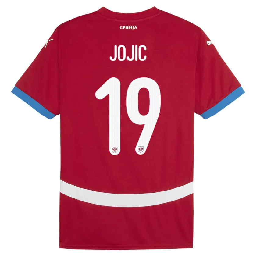 Danxen Mænd Serbien Nikola Jojic #19 Rød Hjemmebane Spillertrøjer 24-26 Trøje T-Shirt