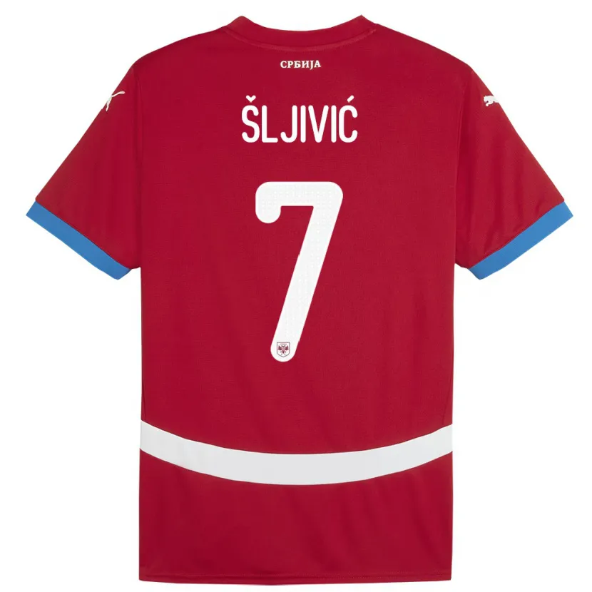 Danxen Mænd Serbien Jovan Sljivic #7 Rød Hjemmebane Spillertrøjer 24-26 Trøje T-Shirt