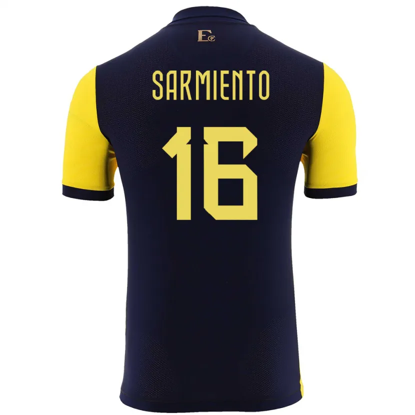 Danxen Mænd Ecuador Jeremy Sarmiento #16 Gul Hjemmebane Spillertrøjer 24-26 Trøje T-Shirt