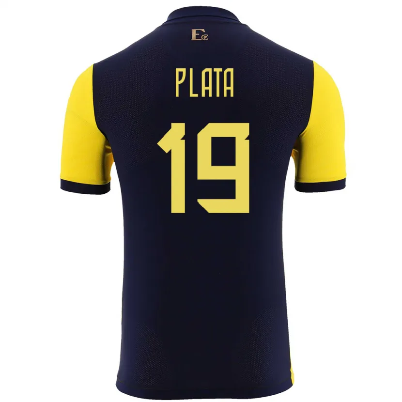 Danxen Mænd Ecuador Gonzalo Plata #19 Gul Hjemmebane Spillertrøjer 24-26 Trøje T-Shirt