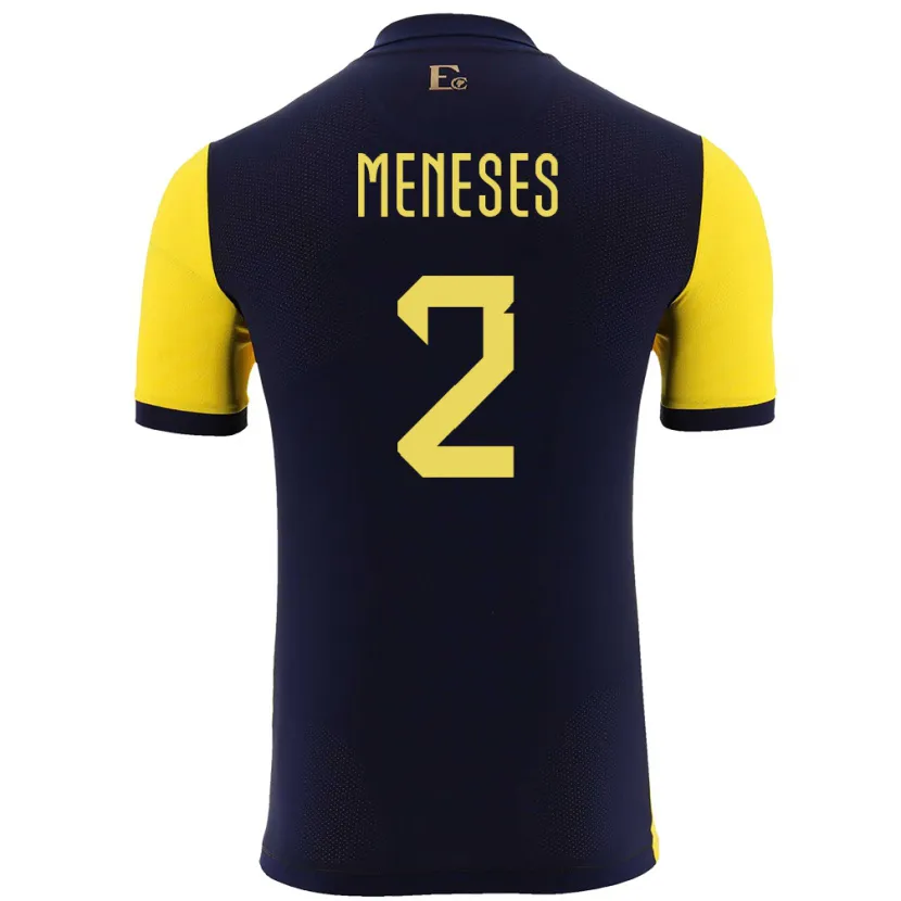 Danxen Mænd Ecuador Randy Meneses #2 Gul Hjemmebane Spillertrøjer 24-26 Trøje T-Shirt