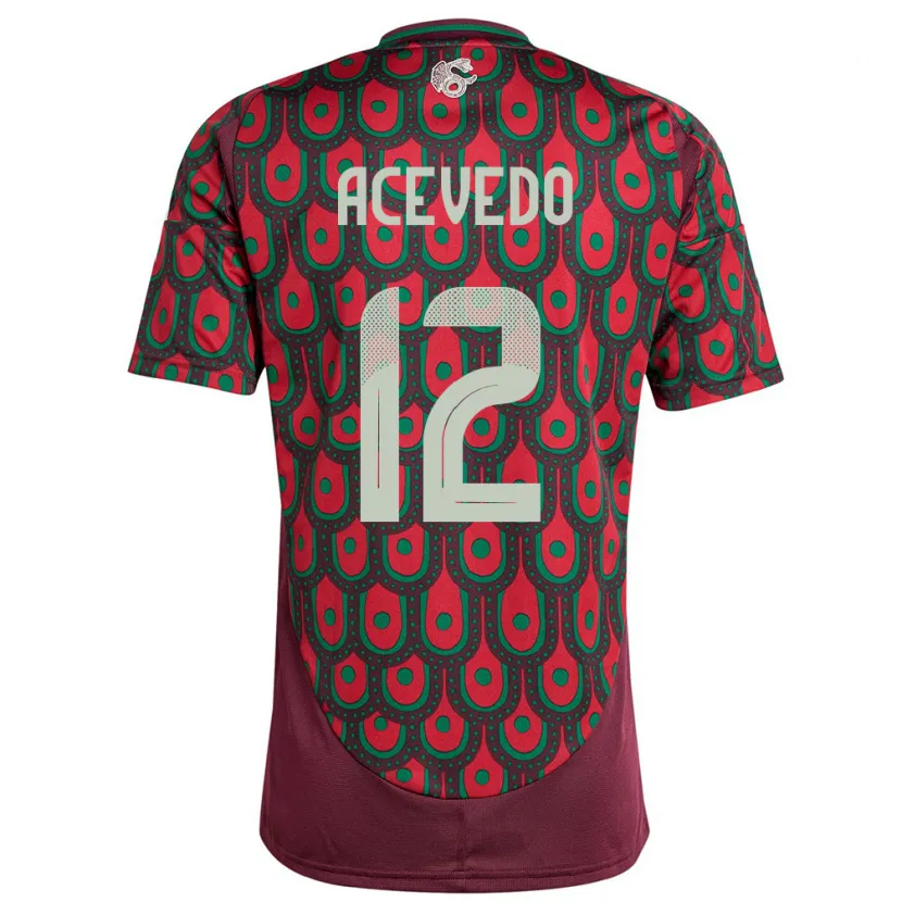 Danxen Mænd Mexico Carlos Acevedo #12 Rødbrun Hjemmebane Spillertrøjer 24-26 Trøje T-Shirt