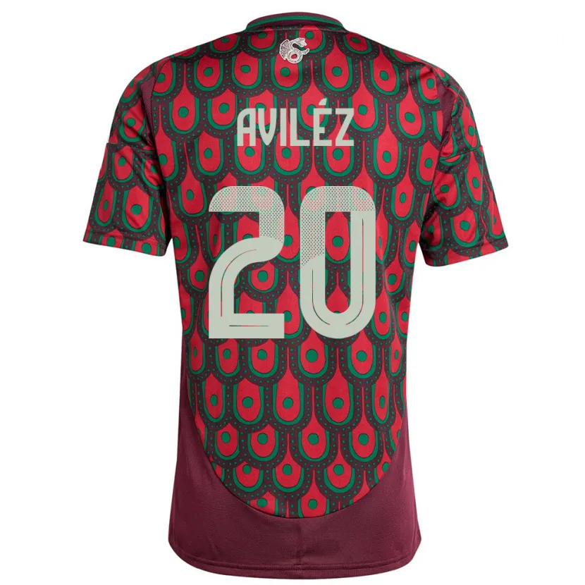 Danxen Mænd Mexico Aylin Avilez #20 Rødbrun Hjemmebane Spillertrøjer 24-26 Trøje T-Shirt